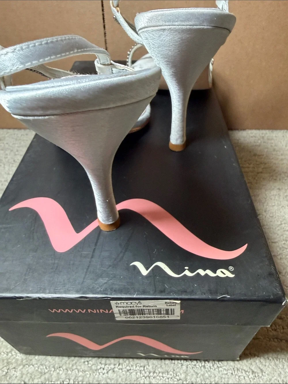 Nina Silver Rhinestone Slingback Heels
